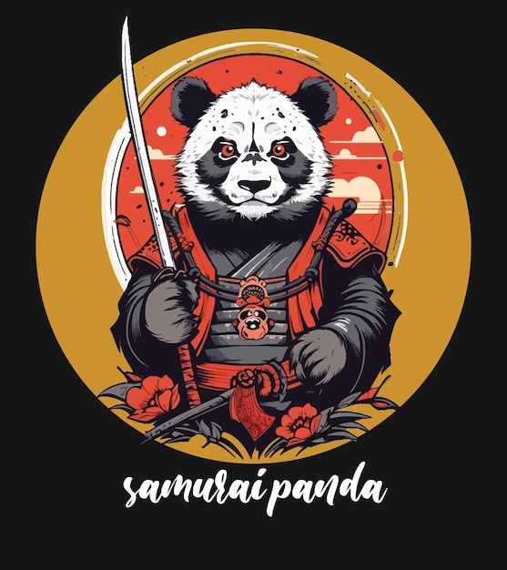 diseño de vector de ilustración de panda samurai