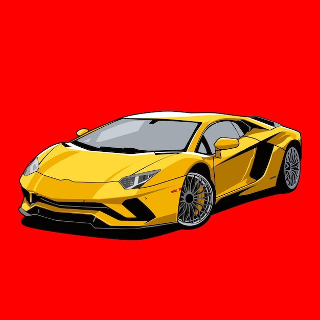 Diseño de vector de ilustración de super coche amarillo