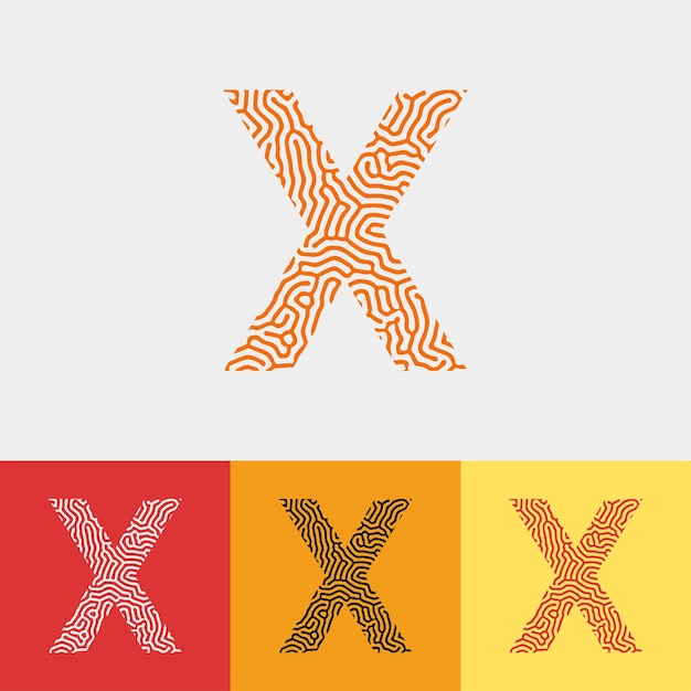 diseño de vector inicial de letra con textura de fideos de línea