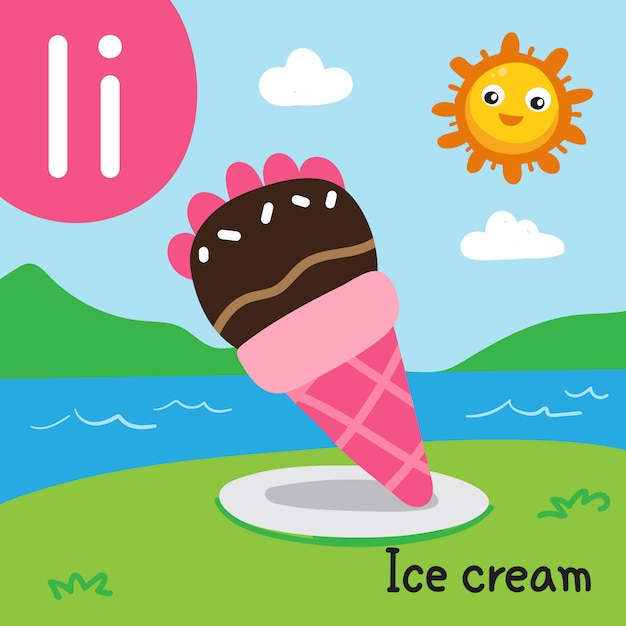 Diseño de vector de línea de dibujo de helado