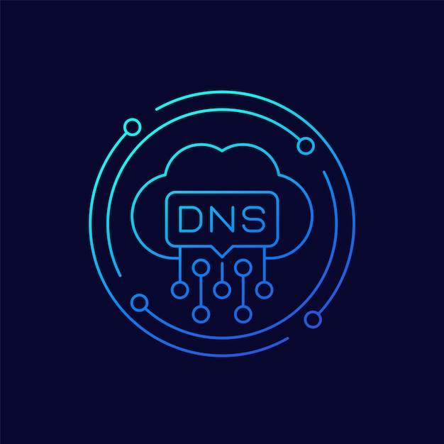 Diseño de vector de línea de icono de DNS