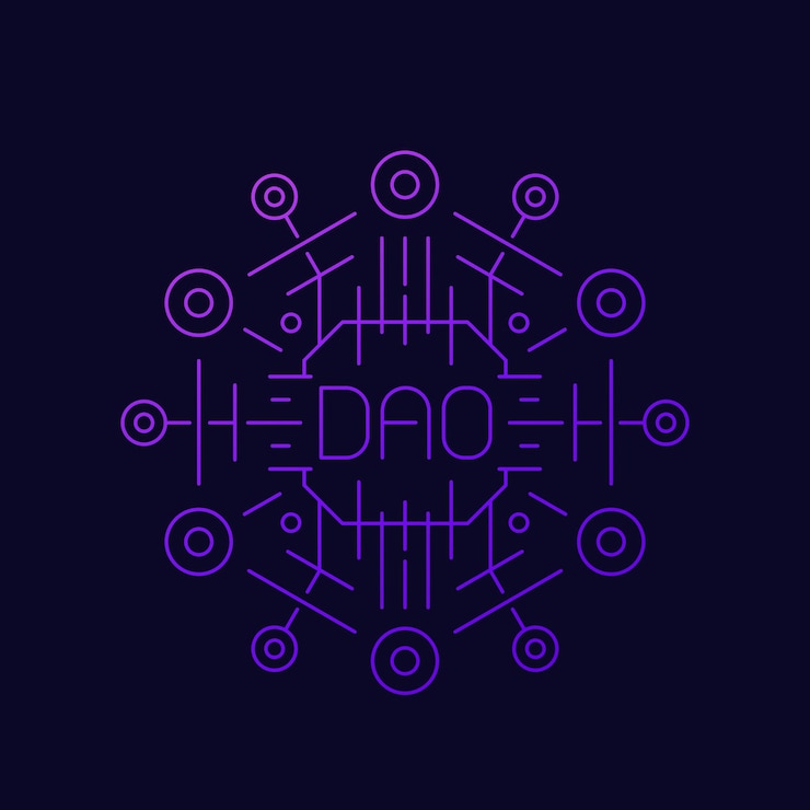Vector diseño de vector de línea de organización autónoma descentralizada dao