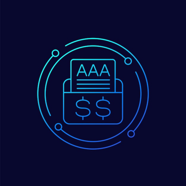 diseño de vector lineal del icono de calificación crediticia