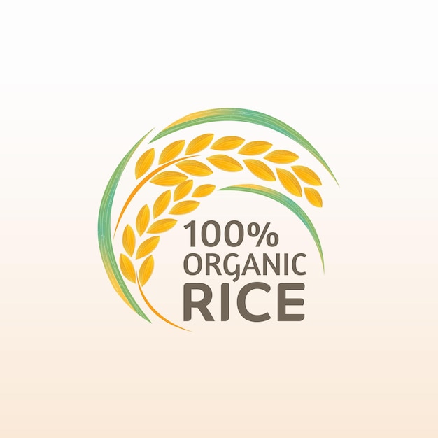 diseño de vector de logotipo de banner de producto natural orgánico premium de arroz paddy