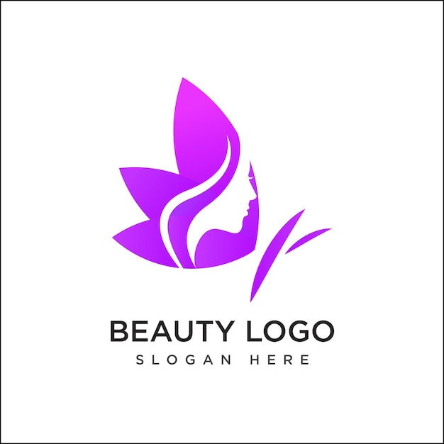 Vector diseño de vector de logotipo de belleza en color púrpura