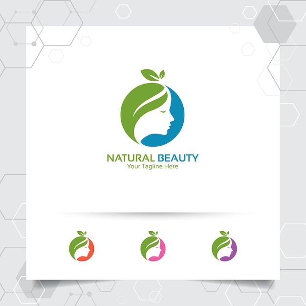 Vector diseño de vector de logotipo de belleza de spa con concepto de naturaleza verde logotipo de spa y tratamiento para clínica de belleza de salón