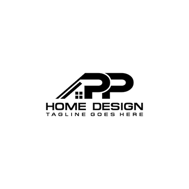 Diseño de vector de logotipo de casa o bienes raíces inicial de PP