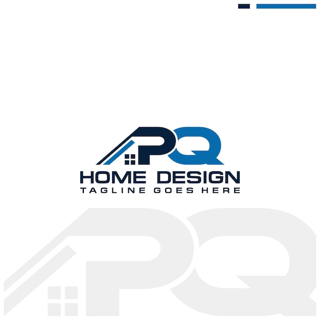 Diseño de vector de logotipo de casa o bienes raíces inicial de PQ