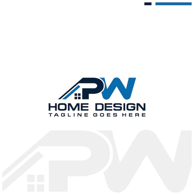 Diseño de vector de logotipo de casa o bienes raíces inicial de PW