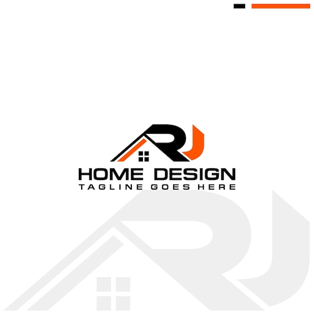 Diseño de vector de logotipo de casa o bienes raíces inicial de RJ