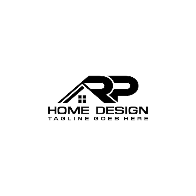 Diseño de vector de logotipo de casa o bienes raíces inicial de RP