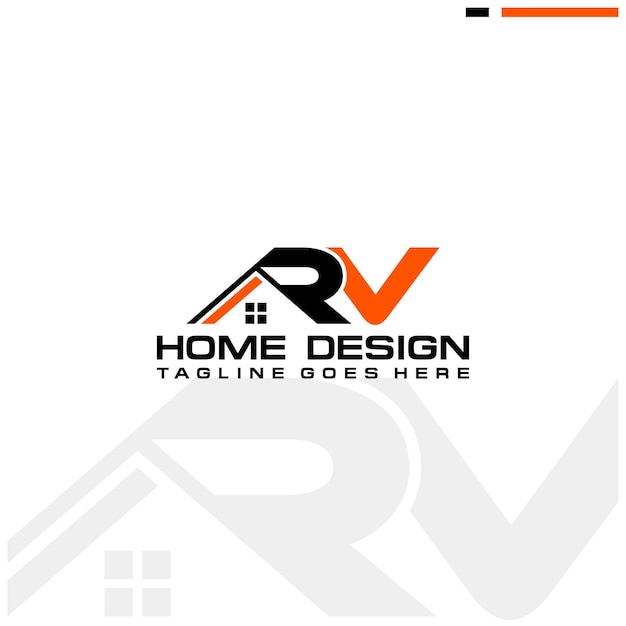 Diseño de vector de logotipo de casa o bienes raíces inicial de RV