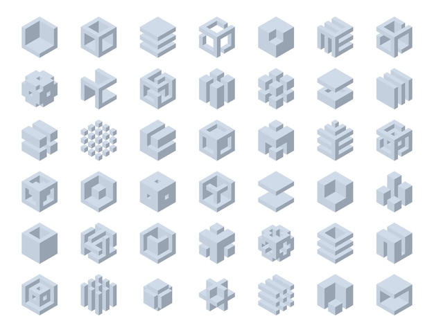 Diseño de vector de logotipo de cubo Cubos 3d conjunto de elementos gráficos de plantilla