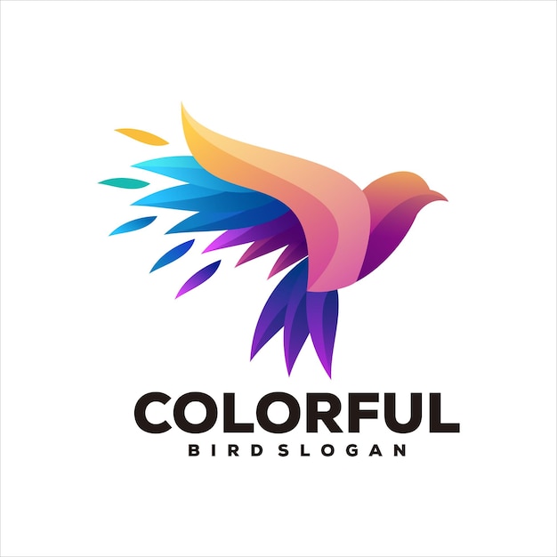 Diseño de vector de logotipo degradado colorido pájaro