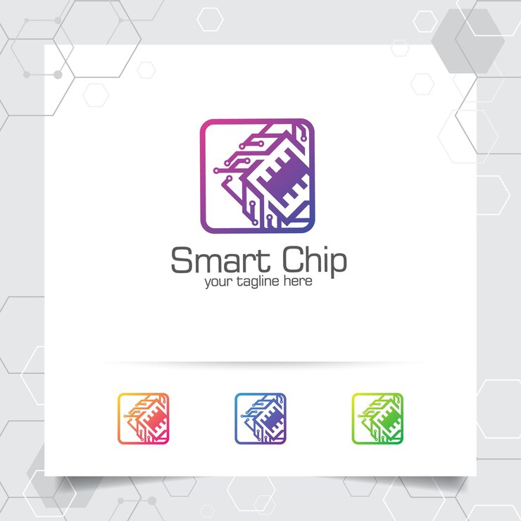 Vector diseño de vector de logotipo digital de tecnología con concepto de icono de microchip para software e ingeniero de aplicación de comunidad de tecnología de programador