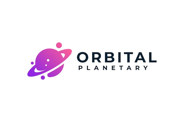 Diseño de vector de logotipo de esfera planetaria orbital espacial