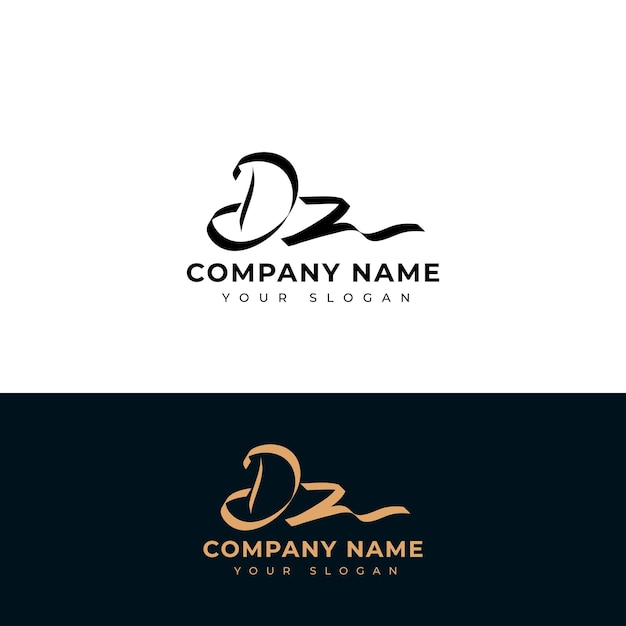 Diseño de vector de logotipo de firma inicial dz