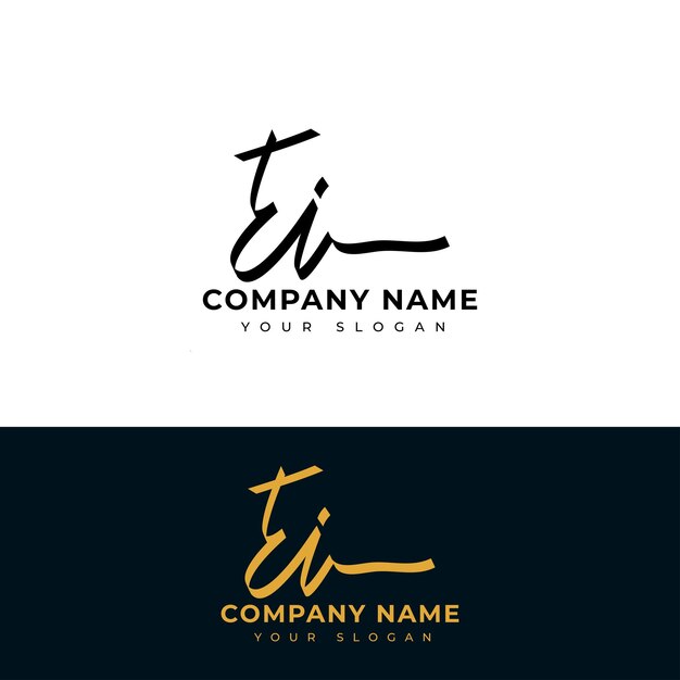 Diseño de vector de logotipo de firma inicial de Ei