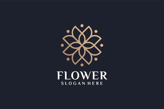 Diseño de vector de logotipo de flor femenina de monograma de lujo minimalista