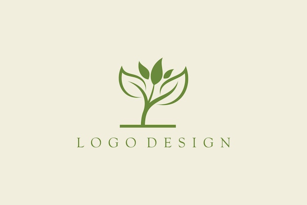 Diseño de vector de logotipo de hoja verde simple Diseño de logotipo de vector de naturaleza y ecología de plantas de jardín de paisaje