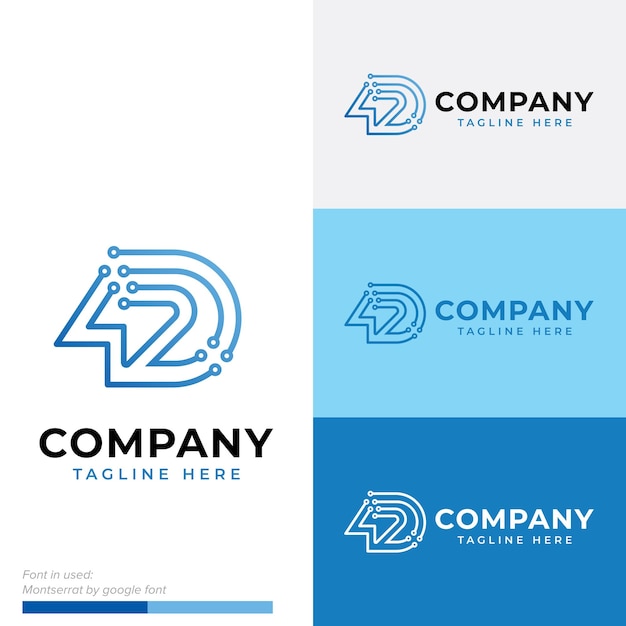 diseño de vector de logotipo de icono de electricidad 42D o 4D inicial de tecnología simple