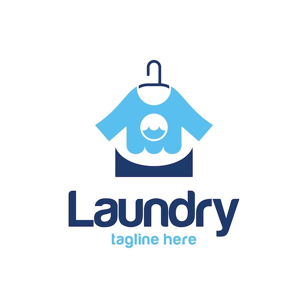 Diseño de vector de logotipo de icono de lavado de ropa de limpieza