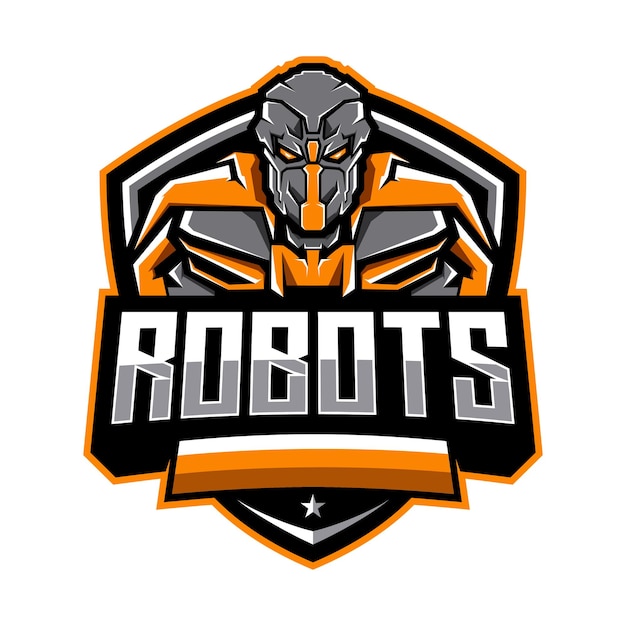 Diseño de vector de logotipo de ilustración de robot de oro gris