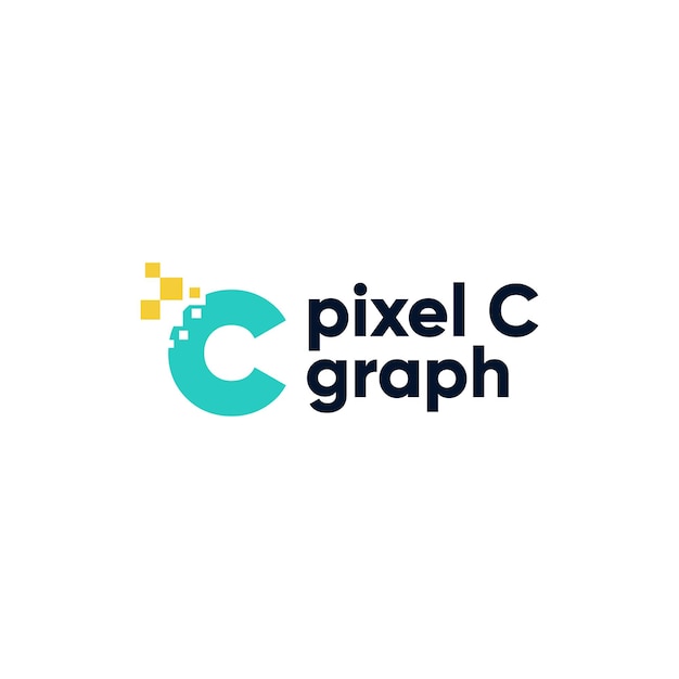 Vector diseño de vector de logotipo de letra c en estilo píxel