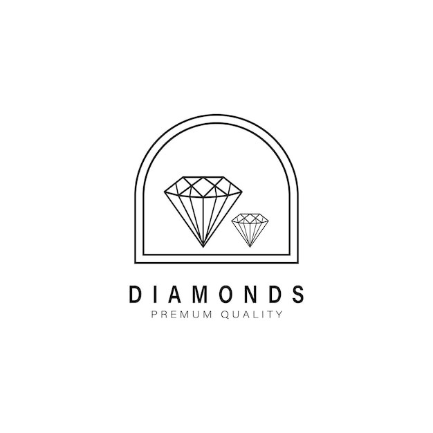 Diseño de vector de logotipo minimalista de diamantes de arte lineal