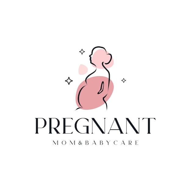 Diseño de vector de logotipo de mujer embarazada