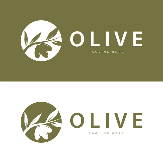 Diseño De Vector De Logotipo De Oliva Ilustración De Vector De Plantilla Premium