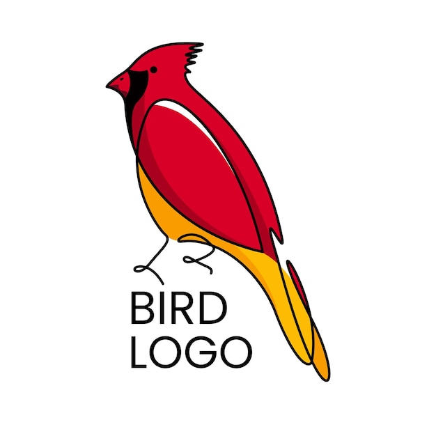 Diseño de vector de logotipo de pájaro cardenal colorido