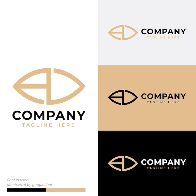 Diseño de vector de logotipo plano de icono de forma de ojos ED inicial simple
