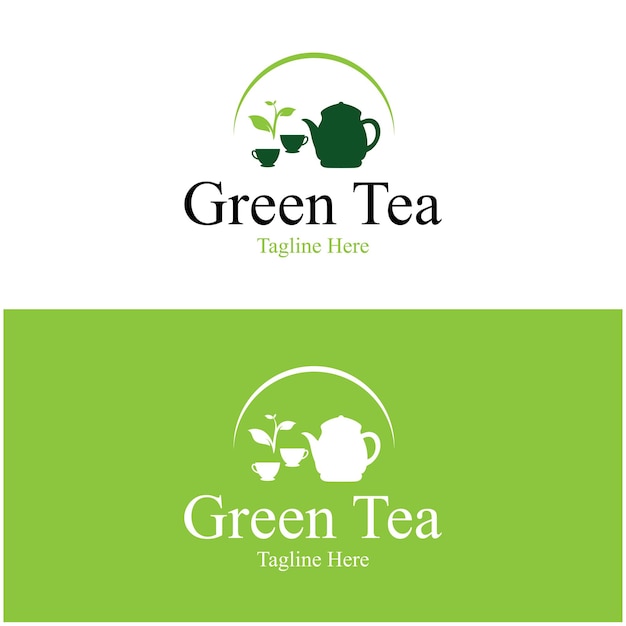 Diseño de vector de logotipo de taza de téPlantilla de logotipo de vector de té verde