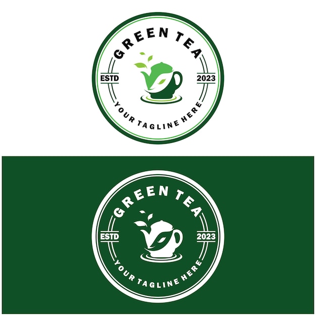 Diseño de vector de logotipo de taza de téPlantilla de logotipo de vector de té verde