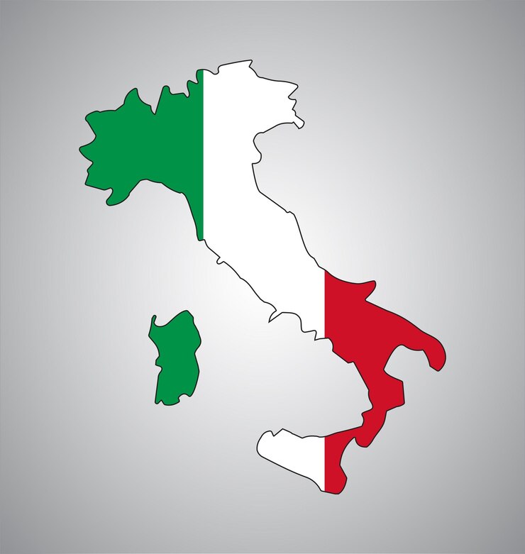 Diseño de vector de mapa de bandera de Italia