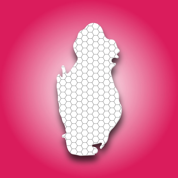 Diseño de vector de mapa de Qatar en patrón de polígono de estilo 3d con fondo degradado