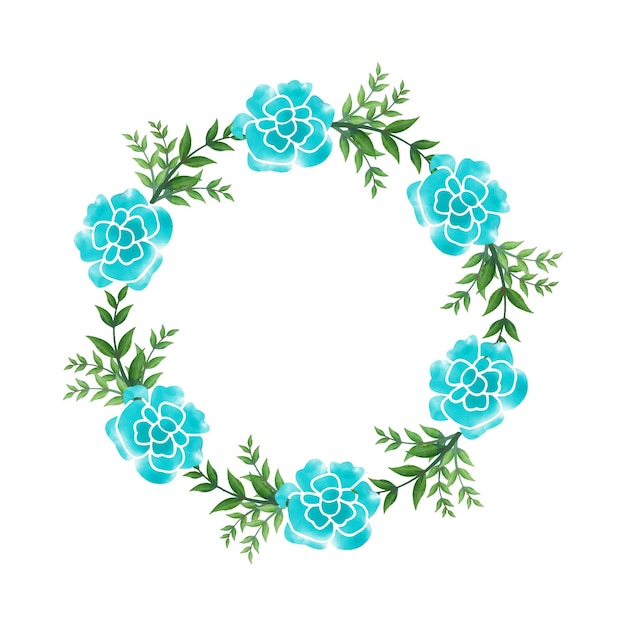 Diseño de vector de marco de flor de acuarela digital
