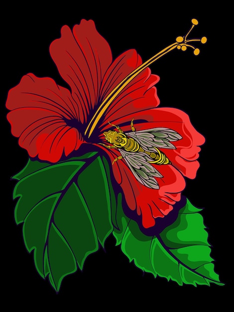 Diseño de vector de mariposa y flor