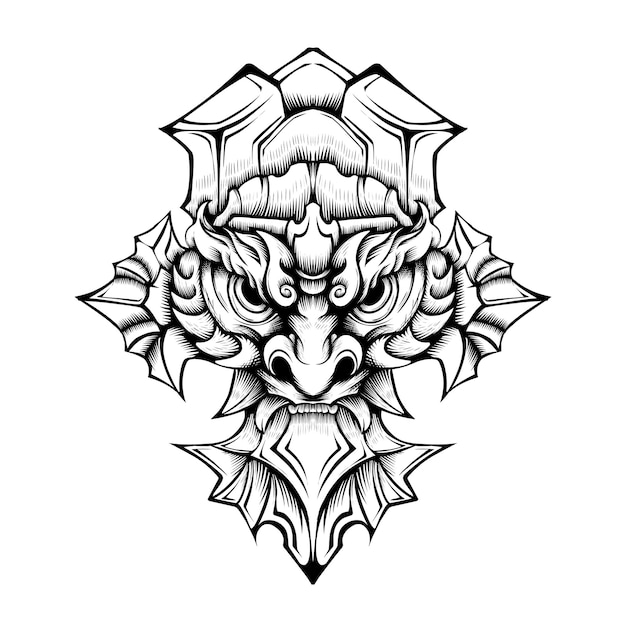 Diseño de vector de máscara de diablo de tatuaje vector gratuito