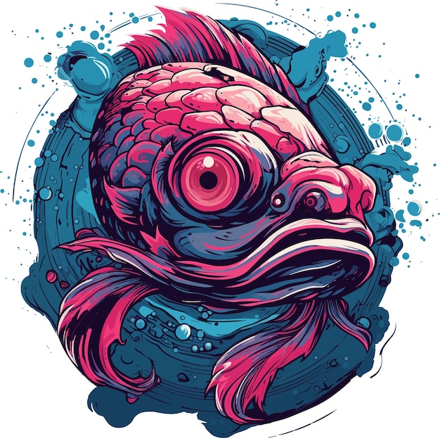 diseño de vector de mascota de pez koi synthwave