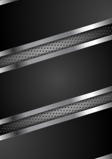 Diseño de vector metálico perforado de tecnología abstracta negra