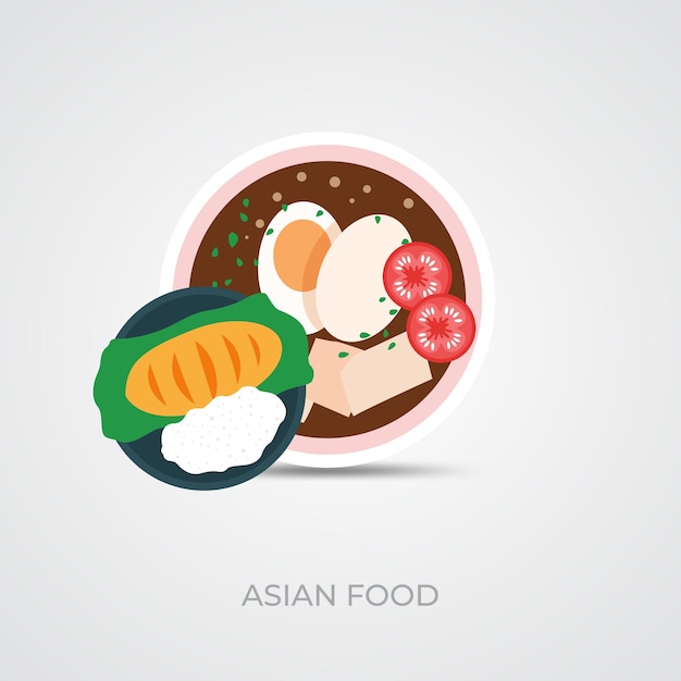 Diseño de vector minimalista de comida asiática