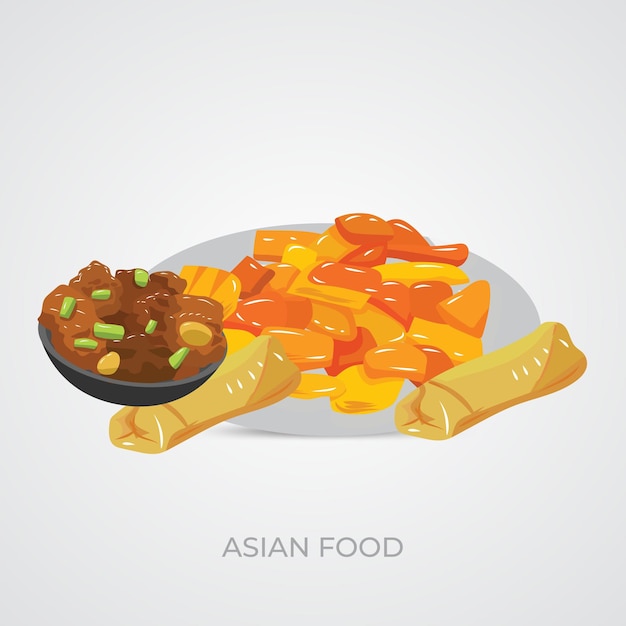 Diseño de vector minimalista de comida asiática