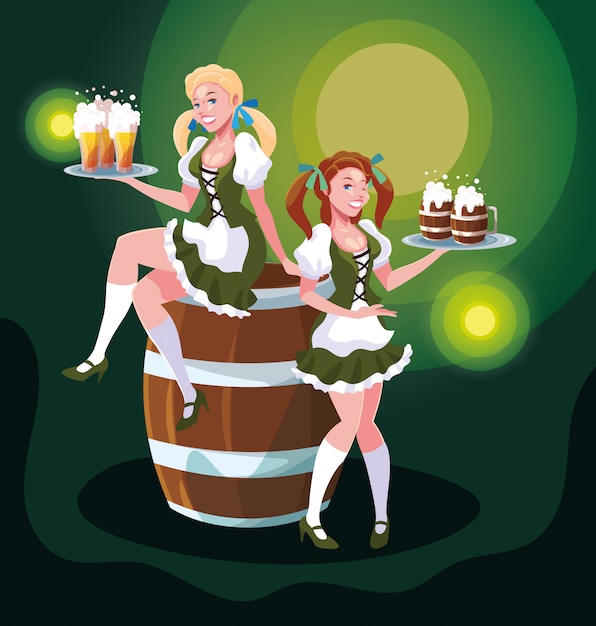 Diseño de vector de mujeres oktoberfest de Alemania