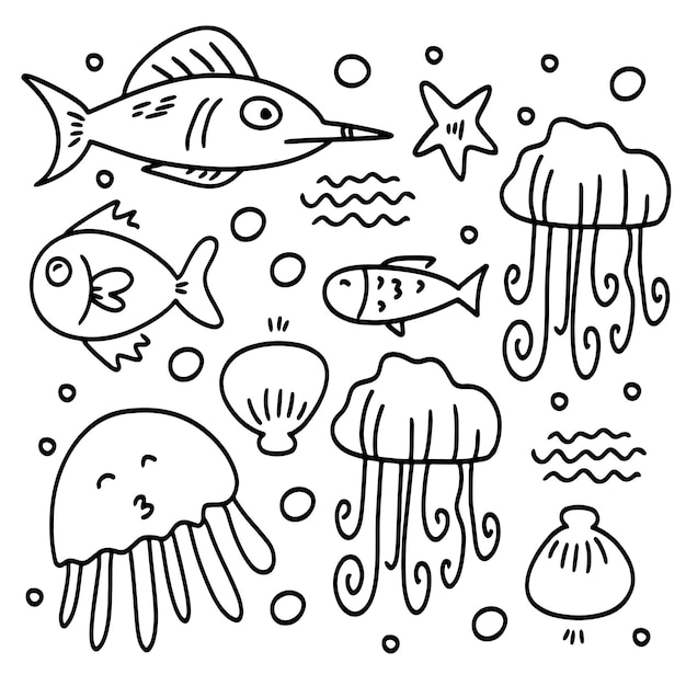 Diseño de vector de paquete de conjunto de peces