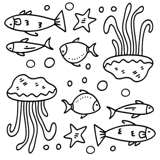 Vector diseño de vector de paquete de conjunto de peces