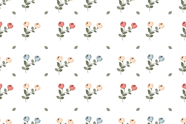 Diseño de vector de patrón sin costura botánico de flor plana de jardín para tela, textil, estampados de papel tapiz