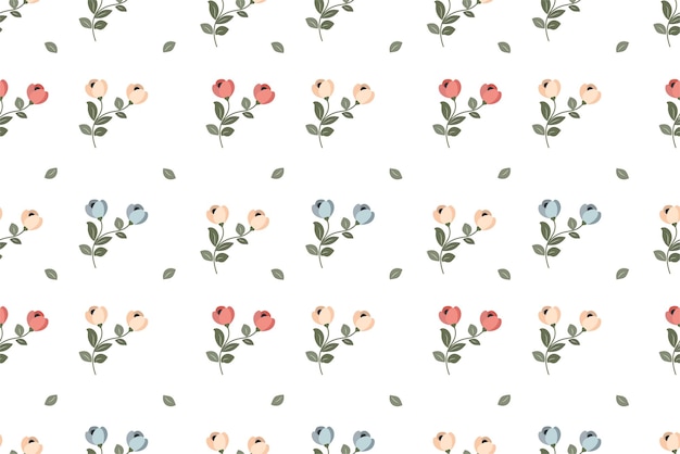 Diseño de vector de patrón sin costura botánico de flor plana de jardín para tela, textil, estampados de papel tapiz