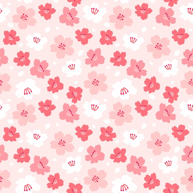 Diseño de vector de patrones sin fisuras de flor de Sakura